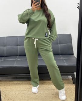MATCHING 2-POCKET SWEATSHIRT + PANTS SET AH255082 KHAKI