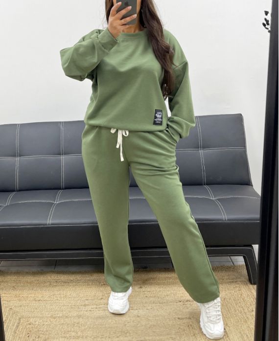 BIJPASSENDE 2-POCKET SWEATSHIRT + BROEK SET AH255082 KHAKI