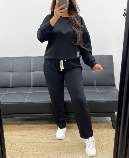 MATCHING SWEATSHIRT + 2-POCKET PANTS SET AH255082 BLACK