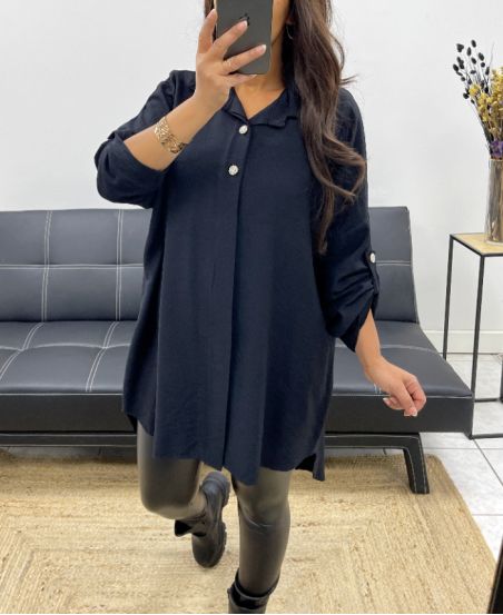 CAMICIA LUNGA OVERSIZE PE0479 NERA