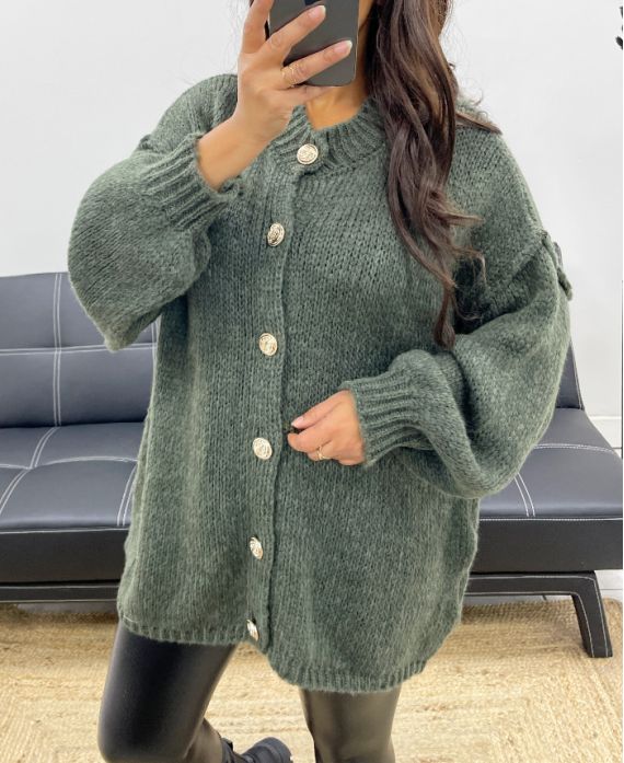 SOFT OVERSIZED VEST WITH BUTTONS AH255136 KHAKI