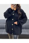 CHALECO OVERSIZE SUAVE CON BOTONES AH255136 NEGRO