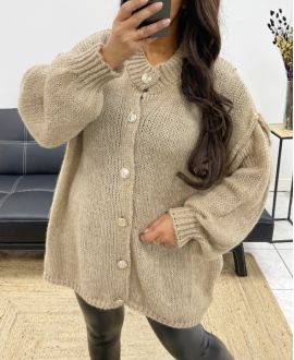 SOFT OVERSIZED VEST WITH BUTTONS AH255136 CAMEL