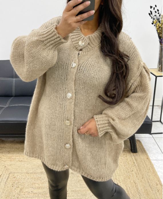 SOFT OVERSIZED VEST WITH BUTTONS AH255136 CAMEL