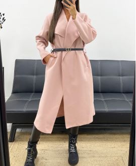 MANTEAU LONG 2 POCHES + CEINTURE AH255158 ROSE