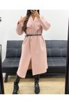 MANTEAU LONG 2 POCHES + CEINTURE AH255158 ROSE