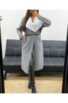 MANTEAU LONG 2 POCHES + CEINTURE AH255158 GRIS