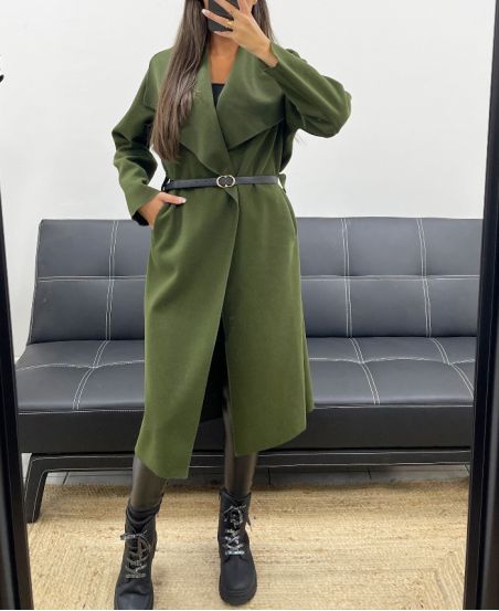 MANTEAU LONG 2 POCHES + CEINTURE AH255158 KAKI