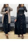 JUPE LONGUE VELOURS A BOUTONS + CEINTURE AH255162 NOIR