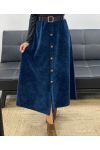 GONNA LUNGA IN VELLUTO CON BOTTONI + CINTURA AH255162 BLU NAVY