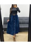 GONNA LUNGA IN VELLUTO CON BOTTONI + CINTURA AH255162 BLU NAVY
