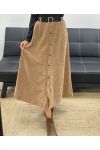 FALDA LARGA DE TERCIOPELO CON BOTONES + CINTURÓN AH255162 CAMEL