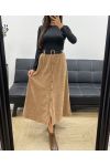 JUPE LONGUE VELOURS A BOUTONS + CEINTURE AH255162 CAMEL