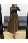 LANGE FLUWELEN ROK MET KNOPEN + CHOCOLADE AH255162 RIEM