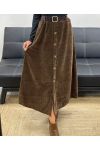 LANGE FLUWELEN ROK MET KNOPEN + CHOCOLADE AH255162 RIEM