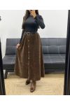 LONG VELVET SKIRT WITH BUTTONS + CHOCOLATE AH255162 BELT