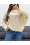 WOOL SWEATER WITH SLEEVE DETAIL AH5157 BEIGE