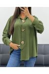 CHEMISE A BOUTONS ET BOUTONS FANTAISIE AH255149 KAKI