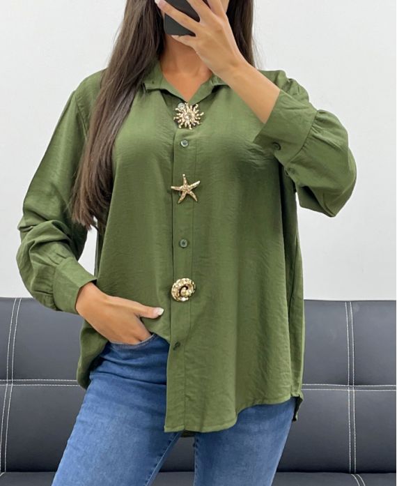 FANCY BUTTON-AND-BUTTON SHIRT AH255149 KHAKI