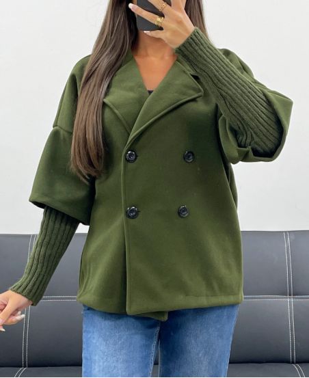CAPPOTTO EFFETTO 2 IN 1 AH255145 KHAKI