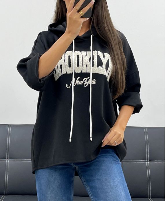 BROOKLYN EMBROIDERY HOODIE AH255139 BLACK