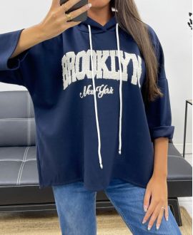 BROOKLYN STICKEREI HOODIE AH255139 MARINEBLAU