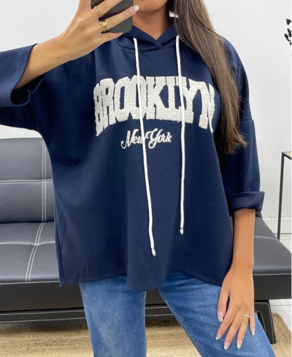 BROOKLYN EMBROIDERY HOODIE AH255139 NAVY