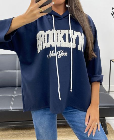 BROOKLYN EMBROIDERY HOODIE AH255139 NAVY