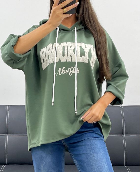 BROOKLYN EMBROIDERY HOODIE AH255139 KAKI