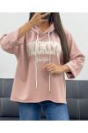 BROOKLYN AH255139 PINKFARBENER KAPUZENPULLOVER MIT STICKEREI