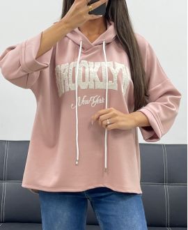 BROOKLYN AH255139 PINK EMBROIDERY HOODIE