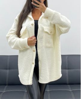 OVERSHIRT MET KRULLENDE WOLEFFECT AH255154 WIT
