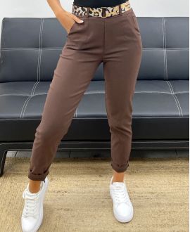 4-PACK 2-POCKET PANTS + LEOPARD BELT S-M-L-XL AH255119 CHOCOLATE
