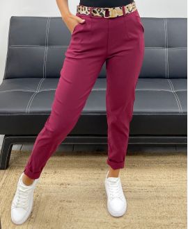 4-PACK 2-POCKET PANTS + BELT LEOPARD S-M-L-XL AH255119 BURGUNDY