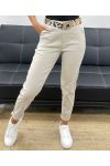 4-PACK 2-POCKET PANTS + LEOPARD BELT S-M-L-XL AH255119 BEIGE