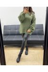 OVERSIZOWY SWETER BROSZKA SUN AH255111 KHAKI