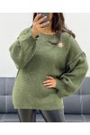 OVERSIZOWY SWETER BROSZKA SUN AH255111 KHAKI