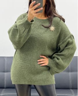 OVERSIZOWY SWETER BROSZKA SUN AH255111 KHAKI