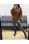 BROSZKA OVERSIZE SWETER SŁOŃCE AH255111 CZEKOLADOWY