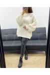 OVERSIZOWY SWETER SUN BROSZKA AH255111 BEŻOWY