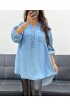 BLUZKA OVERSIZE TENCEL PE0841 JASNONIEBIESKA