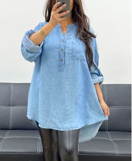 BLUZKA OVERSIZE TENCEL PE0841 JASNONIEBIESKA