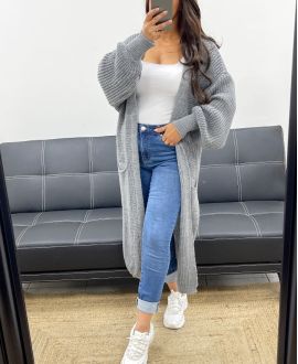 2-POCKET LONG KNIT VEST AH255171 DARK GREY