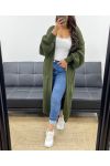 2-POCKET LONG KNIT CARDIGAN AH255171 KHAKI