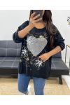 DWUMATERIAŁOWY TOP SERCE CEKINY PE0805