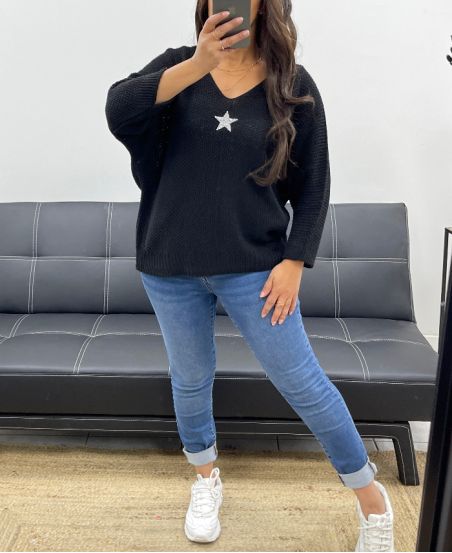 STAR SWEATER PE0317 ZWART