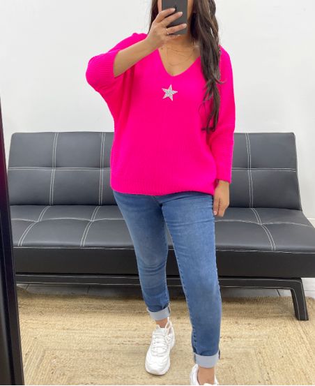 STAR PULLOVER PE0317 FUSHIA