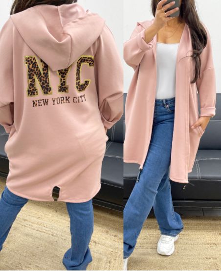 GILET A CAPUCHE NEW YORK CITY AH255105 ROSE