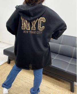 CHALECO CON CAPUCHA NEW YORK CITY AH255105 NEGRO
