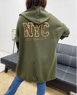 GILET A CAPUCHE NEW YORK CITY AH255105 KAKI